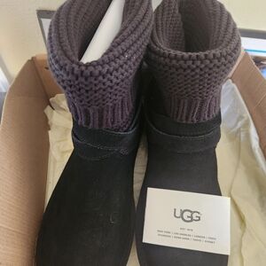 UGG Black and Gray Knit Boots